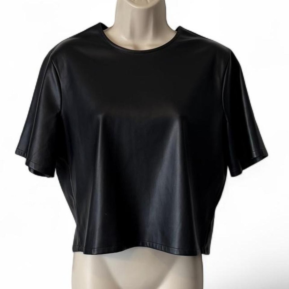 Express Black Faux‎ Leather Boxy Top